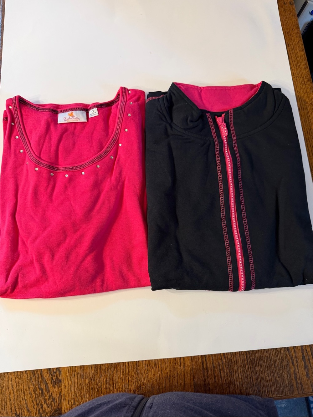 Quacker Factory Pink and Black 3/4 Sleeve Top Set